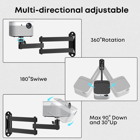IMtKotW 11LBS 1/4" Size,360 Foldable Projector Wall Mount,Ceiling Wall Projector Mount,Universal Heavy Duty Mount