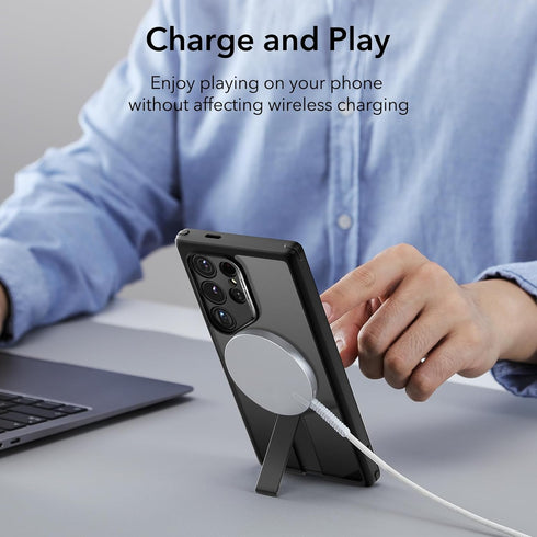 ESR Samsung Galaxy S24 Ultra Case with Kickstand, Compatible with MagSafe, Military-Grade Protection (Frosted Black)
