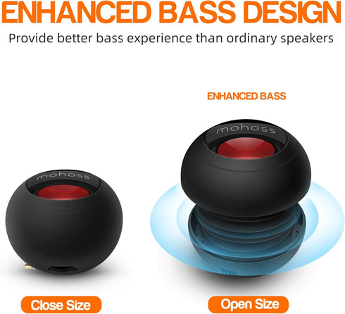 Mini Bass Speaker, mohoss Portable Plug in Speaker with 3.5mm Aux Audio Input, Rechargeable External Hamburger Speaker for iPhone Android Smartphones Laptop Tablet iPod MP3