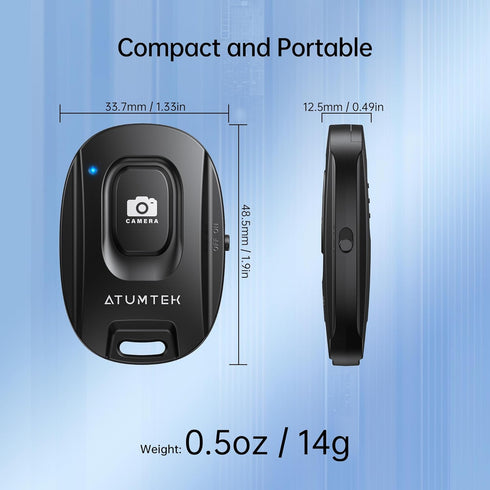 ATUMTEK Camera Remote Shutter for iPhone & Android Smartphones (2 Pack) - Wireless Selfie Button with Strap