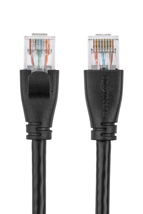 RJ45 Cat-6 1Gbps 50 Amazon Basics Ethernet Patch Internet Cable, Transfer Speed, Gold-Plated Connectors, Foot, for PC