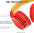 RORSOU B10 Wireless Bluetooth Over-Ear Headphones - Lightweight Folding Stereo Bass Headset with 50H Playtime, Red