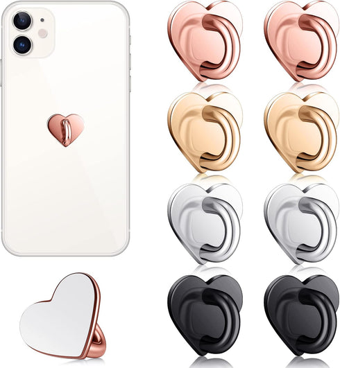 Moxweyeni 8 Pcs Cell Phone Finger Ring Adhesive Metal Phone Finger Grip Loop