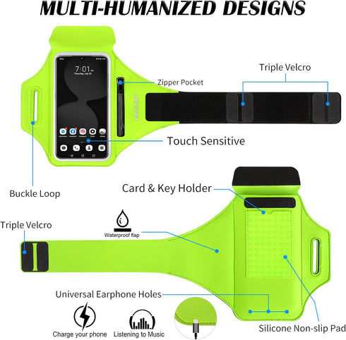 HAISSKY Running Armband with Airpods Bag, Cell Phone Armband for iPhone 12/11 Pro/11/XR/XS/X/8, Galaxy S9/S8 Water
