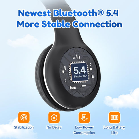 EarFun K2 Kids Bluetooth Headphones with Volume Limiting, 40H Playtime, Bluetooth 5.4, Mic, Foldable Over-Ear Design