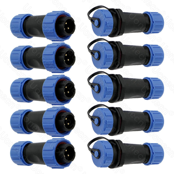 Uonecn SP13 IP68 Waterproof 3-Pin Power Connector 5 Sets Circular Kit Male Plug Female Socket High Power Connectors LED