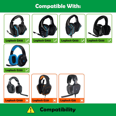 Professional Replacement Earpads Cushions Compatible with Logitech G935 G933 G633 G533 G233 Wireless Gaming Headset Ear Pads with Breathable Fabric&High Quality Foam