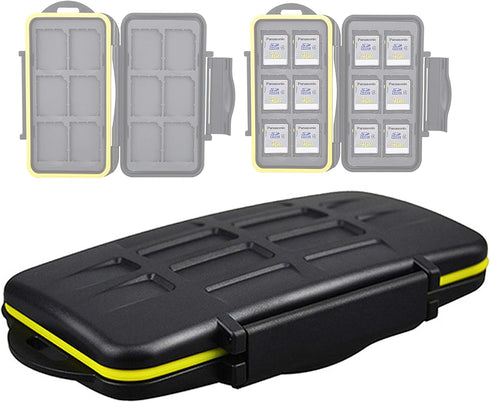 JJC MC-SD12 Water-Resistant Memory Card Holder for 12 SD Cards (Black)