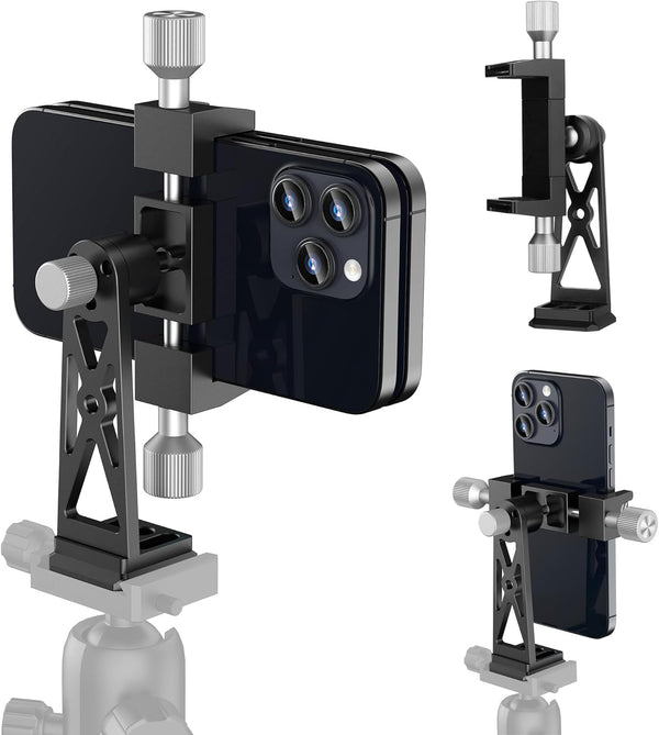 Peastrex Metal Phone Tripod Mount Extra Deep Clamp with Arca Port Cold Shoe