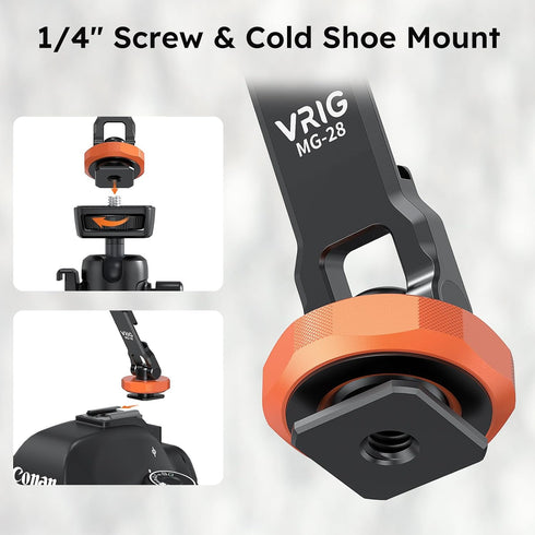 VRIG Direct MG-28 Mount,1/4" 360 iPhone17 16 15 14 13 12 VRIG Magnetic Phone Tripod Thread Cold Shoe Rotation,for Pro