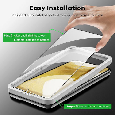 JETech 2-Pack Screen Protector for Samsung Galaxy S22 5G, Tempered Glass, Camera Lens Protector, Easy Install,