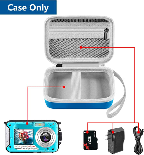 Leayjeen Underwater Camera Case Compatible with YISENCE/Trsunow/HICSHON/Yifecial/QUNVAL 11FT Waterproof Camera,Selfie Underwater Camera, Waterproof Floatable Digital Camera-Blue(Case Only)