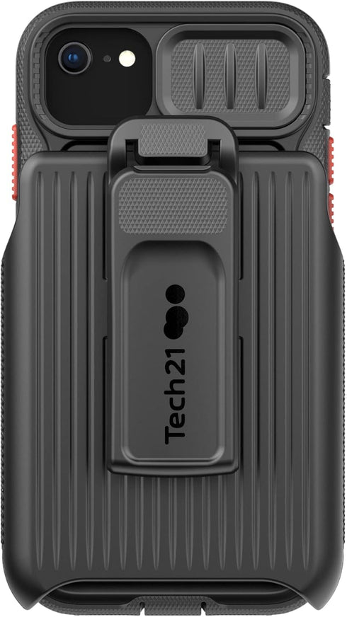 Tech21 Evo Max for iPhone SE 2022, Ultra-Protective and Rugged Phone Case with Holster, 20ft Multi-Drop Protection