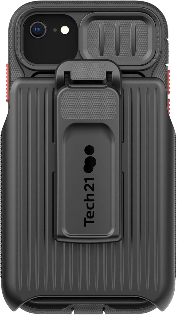 Tech21 Evo Max for iPhone SE 2022, Ultra-Protective and Rugged Phone Case with Holster, 20ft Multi-Drop Protection