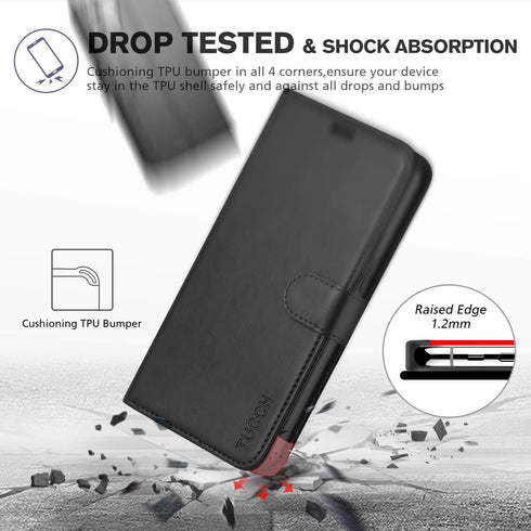 TUCCH Wallet Case for iPhone 12 Mini 5G, RFID Blocking Card Slot Stand, PU Leather Magnetic Flip Folio Cover