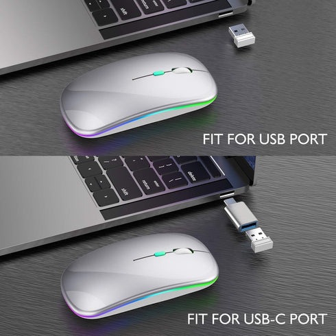 Qullqian 5.2/3.0 2.4GHz Wireless Bluetooth Mouse for MacBook Air/Mac/Pro/Laptop/Computer/PC,Rechargeable Dual Mode