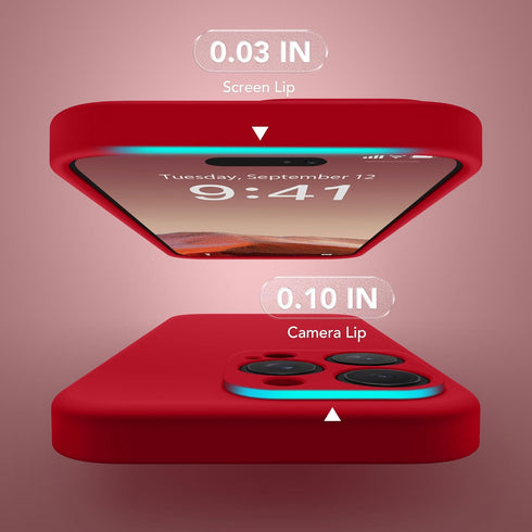 iPhone 15 Pro Max Case, Deep Red Silicone, MagSafe Compatible, Shockproof, Full Camera Protection, Includes 2 Screen