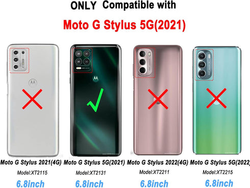 LeYi Moto G Stylus 2021 Case with 2 Tempered Glass Screen Protectors, Military Grade with Kickstand, Blue