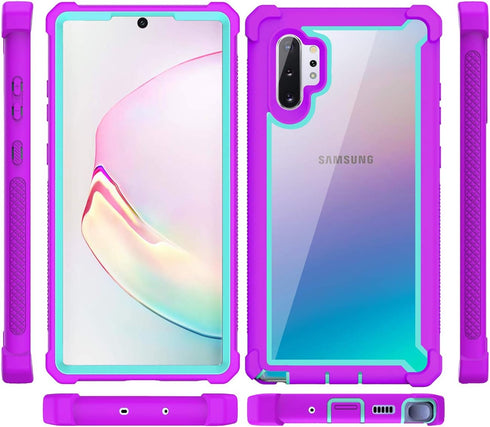 Case for Samsung Galaxy Note 10 Plus with Screen Protector, Full Body Protective Hybrid Dual Layer Case (Purple Light