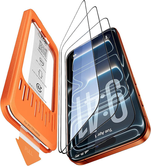 3 Pack Screen Protector for iPhone 17 Pro 6.3", 9H+ Tempered Glass