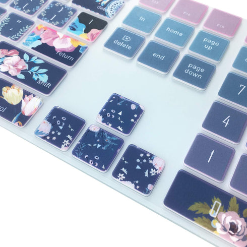 Silicone Keyboard Cover for Apple iMac Magic Keyboard MQ052LL/A, Cute Print Keyboard Skin, US Layout, Red Flower