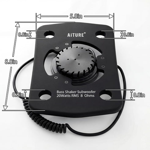 AiTURE 20 8 (20W) Subwoofer Tactile Bass Shaker- Watts RMS Ohm Imepedance - Audio Transducer - Turn Any Surface into a