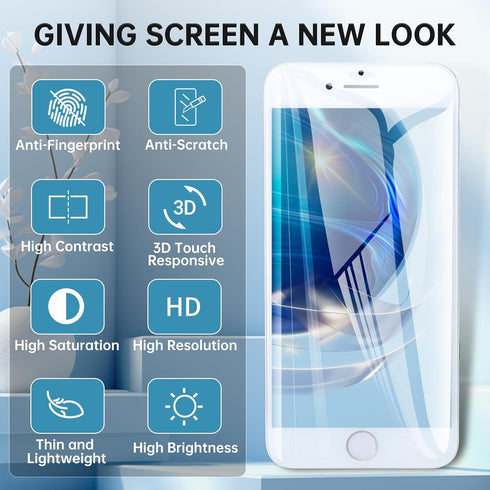 iPhone 7 Plus White Screen Replacement 5.5" with Home Button Assembly, Front Camera, Earpiece Frame, Repair Kit