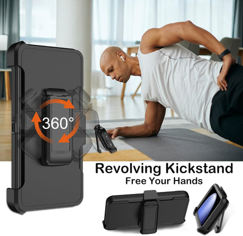 Samsung Galaxy S23 FE Case with Belt Clip Holster & Kickstand, Built-in Screen Protector, Heavy Duty Shockproof