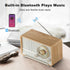 YOWGUIF AM FM Radio Classic Retro Wood Table Radio with Bluetooth Speakers for Home and Office