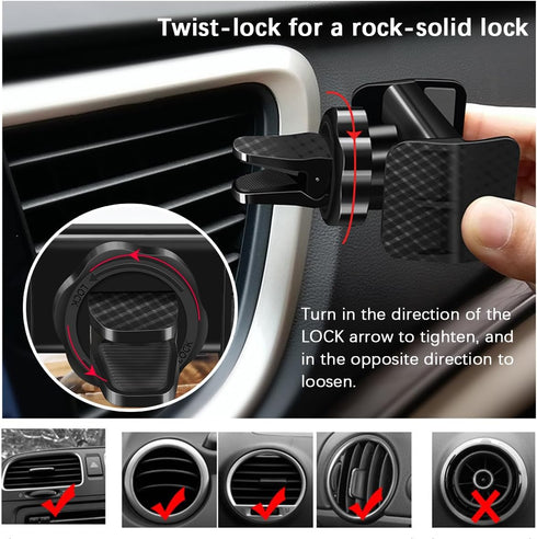 TNAIYH 360 Car Vent Phone Holder, Rotation Hands-Free Stable Vehicle Air Vent Clip Cellphone Stand, Automotive Interior