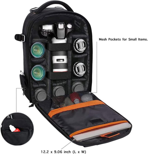MOSISO Camera Backpack, DSLR/SLR/Mirrorless Photography Case, Padded Shockproof Bag with Modular Inserts & Tripod Holder