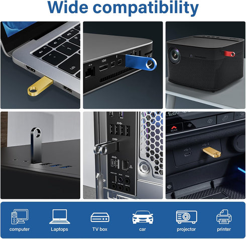 Wooolken 5 Pack 16GB 2.0 USB Flash Drive with Keychains, Sleek Metal USB Thumb Drives Memory Stick for PC Laptop