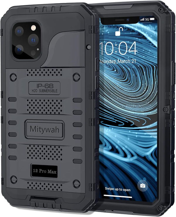 Mitywah Heavy Duty Military Grade Armor Case for iPhone 12 Pro Max, Waterproof, Full Body Protective, Rugged