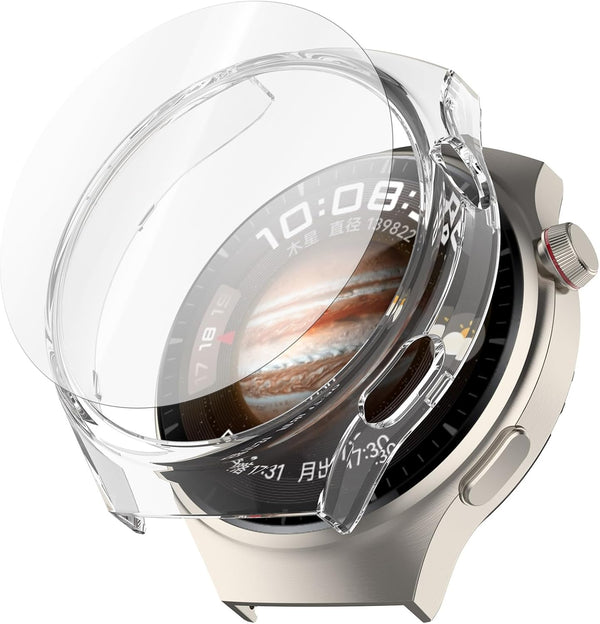 Clear Tempered Glass Screen Protector Case for Huawei Watch 4 Pro, TenCloud Bumper Protective Accessories