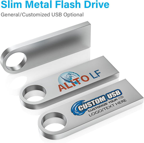 ABLAZE 8GB Flash Drive 5 Pack - Metal USB 2.0 Thumb Drives with Keychains, Sliver Pendrive