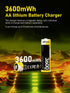 GrnOas.E 8 Pack 1.5V 3600mWh, 350mA, IP67 Rechargeable AA Batteries & Fast Charger, Integrated Charging Box
