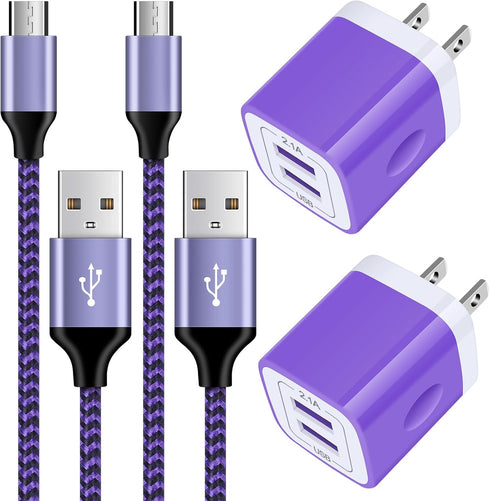 Android Charger, 2-Pack Fast Charging 6FT Micro USB Charger Cable for Samsung Galaxy S5 S6 S7 Edge J7V J3 J5 & More