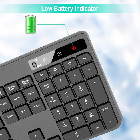 Wireless Keyboard and Mouse Combo, EarlyLit 2.4G Full-Sized Ergonomic Keyboard Mouse for Computer