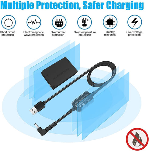 TKDY ACK-E12 USB Cord Power Supply M50 Dummy Battery Kit for Canon EOS M50 Mark II, M100, M200 Cameras