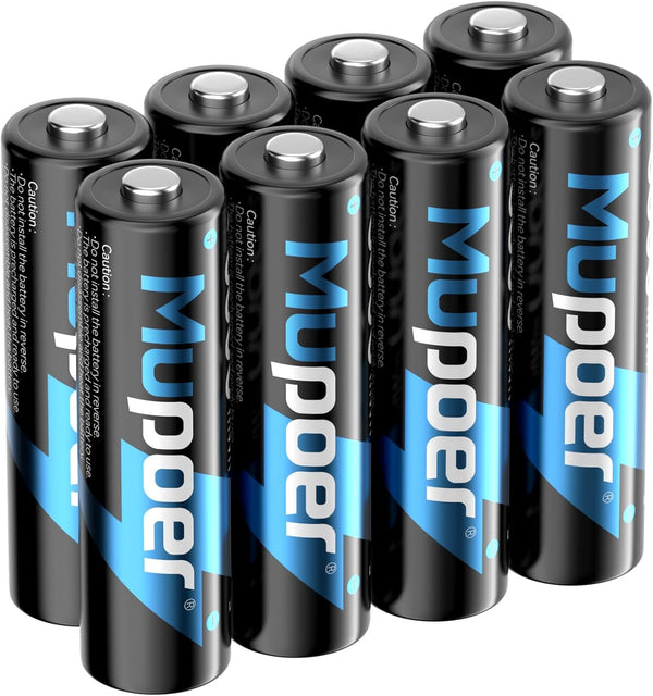 Mupoer Rechargeable AA Batteries 8 Count,Lithium Battery A 1.5V 3000mWh,Double A Rechargeable Battery,Pilas