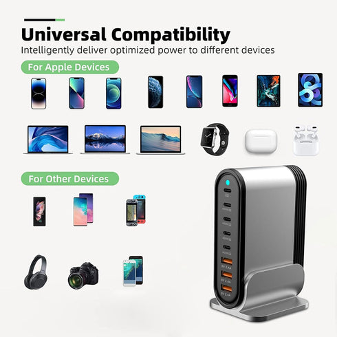 DENGWENQIANG 285W 8 17/16/15/14/13 USB C Fast Charger - GaN Port Fast Charging Station Tower Hub for Multiple Devices: