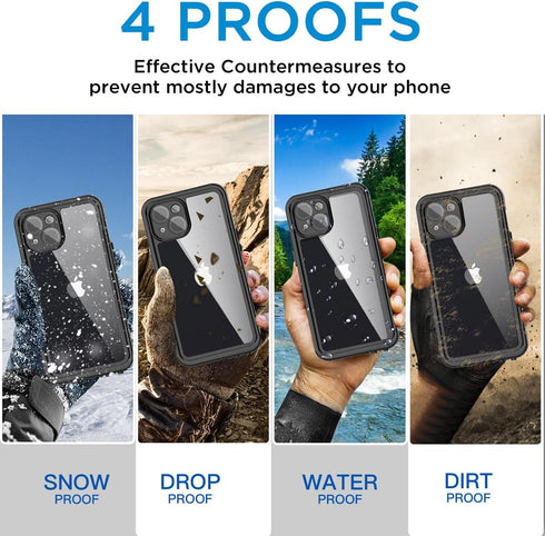 AICase Waterproof Case for iPhone 15 (6.1") with MagSafe, Snowproof Dustproof Shockproof IP68 Full Body Protection