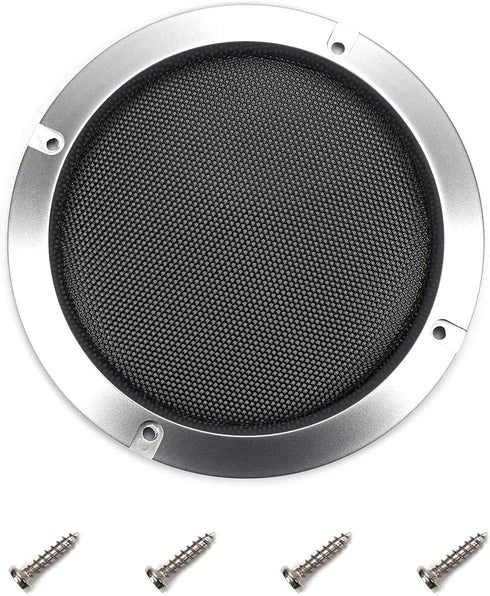 Fielect 5" Silver Speaker Grill Cover Mesh Decorative Circle Woofer Guard Protector with 4 Screws Audio Accessories
