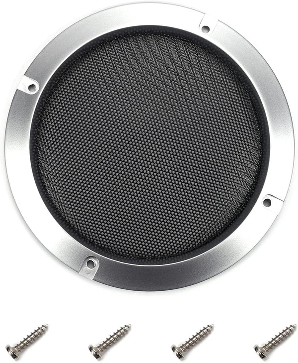 Fielect 5" Silver Speaker Grill Cover Mesh Decorative Circle Woofer Guard Protector with 4 Screws Audio Accessories