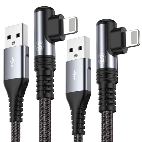 Right Angle iPhone Charger Cable 2-Pack 10FT - Apple MFi Certified Lightning Cable Fast Charging for iPhone