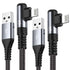 Right Angle iPhone Charger Cable 2-Pack 10FT - Apple MFi Certified Lightning Cable Fast Charging for iPhone