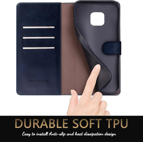 SUANPOT RFID Blocking Leather Wallet Case for Moto G Power 2021 - Flip Folio Book Phone Case