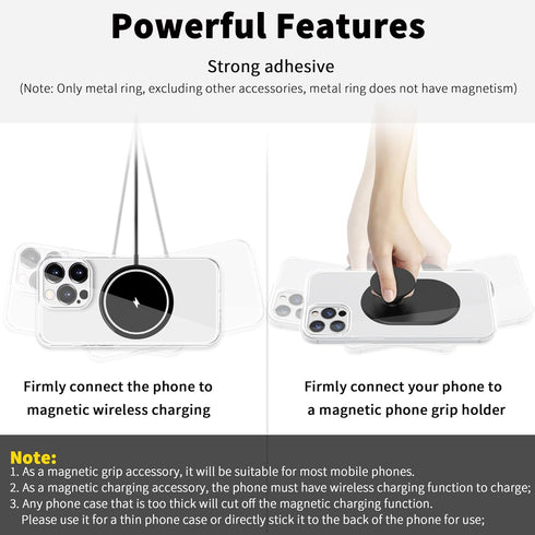 2Pcs Metal Ring Sticker for Pop Socket Magnetic Grip, Magnetic Adapter for iPhone, MagSafe Wireless Charger, Green