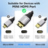 HDMI to Mini HDMI Cable 4 FT, High Speed Bi-Directional 2.0 Cord, 4K@60Hz, Compatible with Camera, Tablet, Projector
