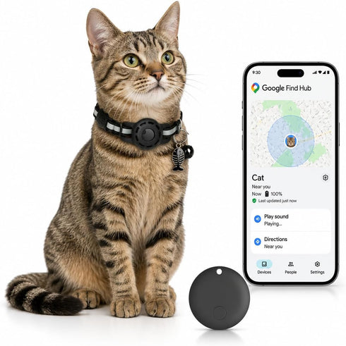 JNLIK GPS Collar for Cats (Android Only) Smart tag,Pet Tracker,Waterproof Compatible with Google